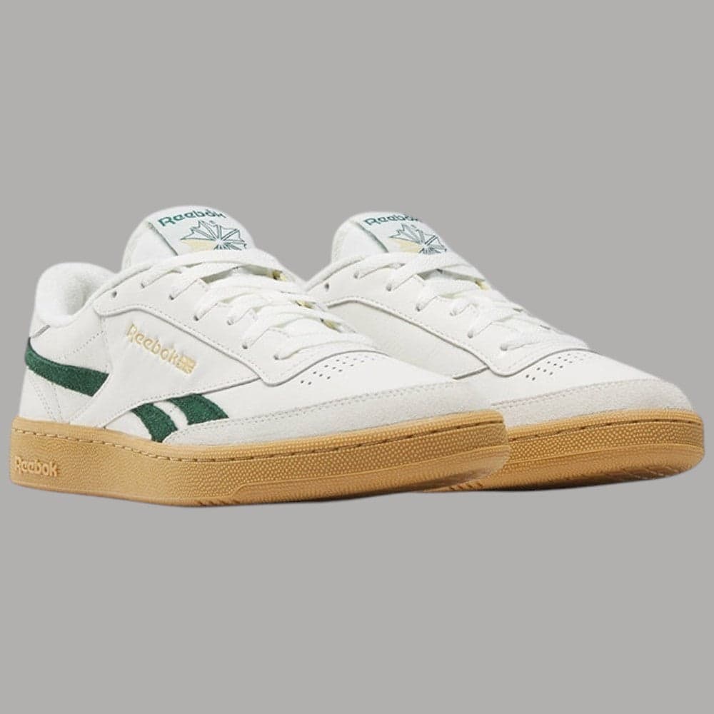 Scarpe Reebok Club C Revenge Vintage bianche, dettagli verdi, suola gum - 2