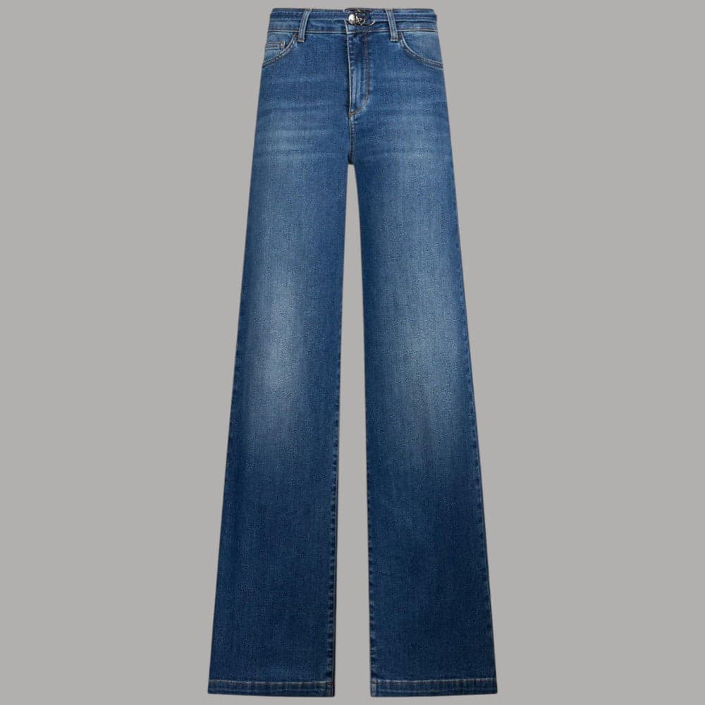 Liu Jo Jeans Flare Vita Alta con Cintura Monogram Regolabile - 4