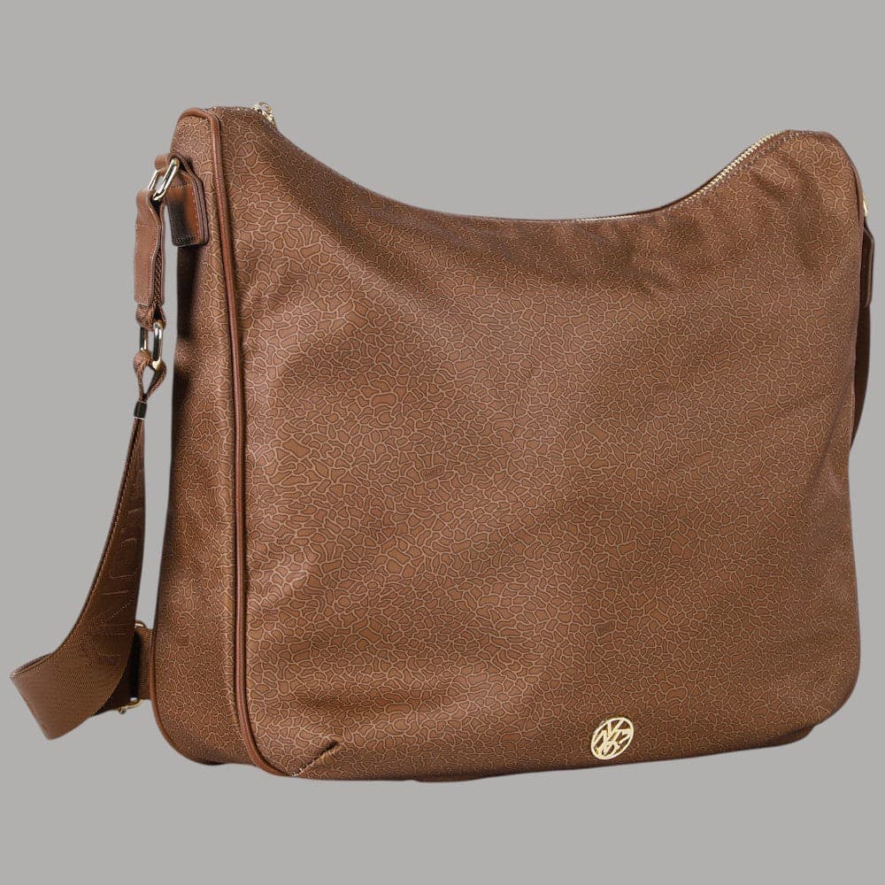 YNot borsa hobo donna in tessuto e ecopelle linea Cloud marrone - 2