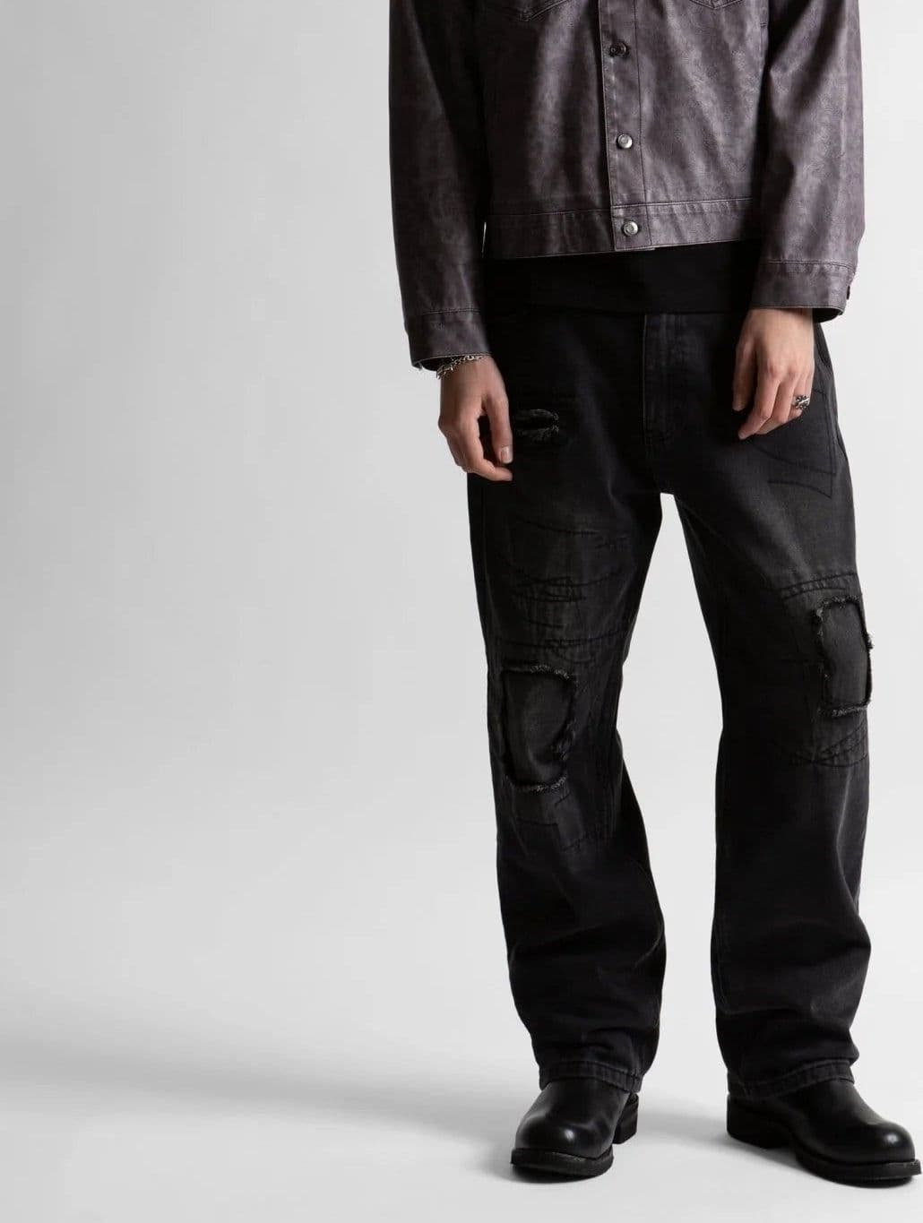 Jeans Wasted Paris Ripped Manc Black - 3