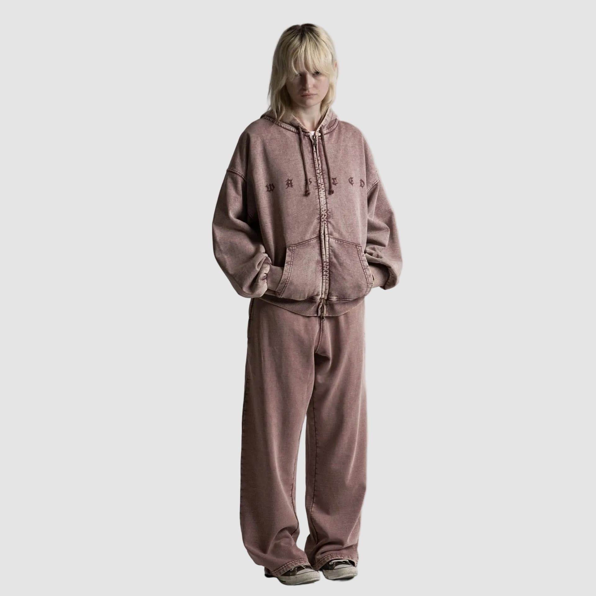 Pantaloni Wasted Paris Splinter zip Burgandy - 4