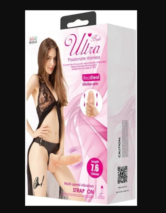 Strap-On Realistico Vibrante Multi-Speed Ultra Passionate 19,4 cm Real Skin - 2