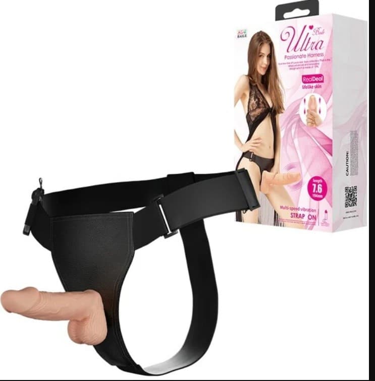 Strap-On Realistico Vibrante Multi-Speed Ultra Passionate 19,4 cm Real Skin - 3