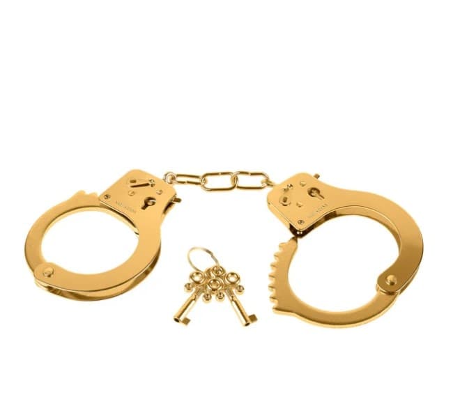 Manette dorate in metallo Pipedream per giochi bondage fetish BDSM idea regalo - 3