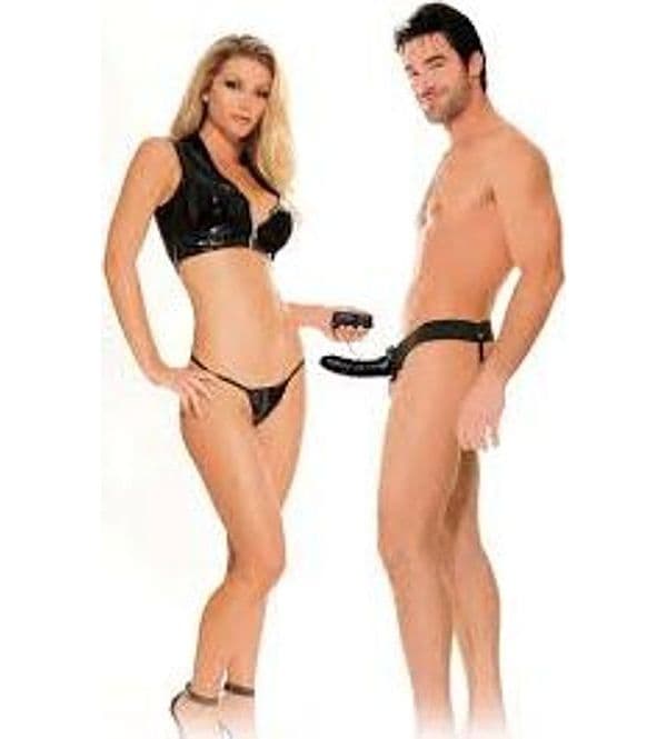 Strap-on vibrante multi speed nero Pipedream indossabile Hollow per lui e per lei 15 cm - 2