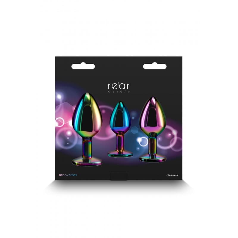 Plug anali Set 3 Rainbow alluminio progressivi con pietra a cuore multicolore - 5