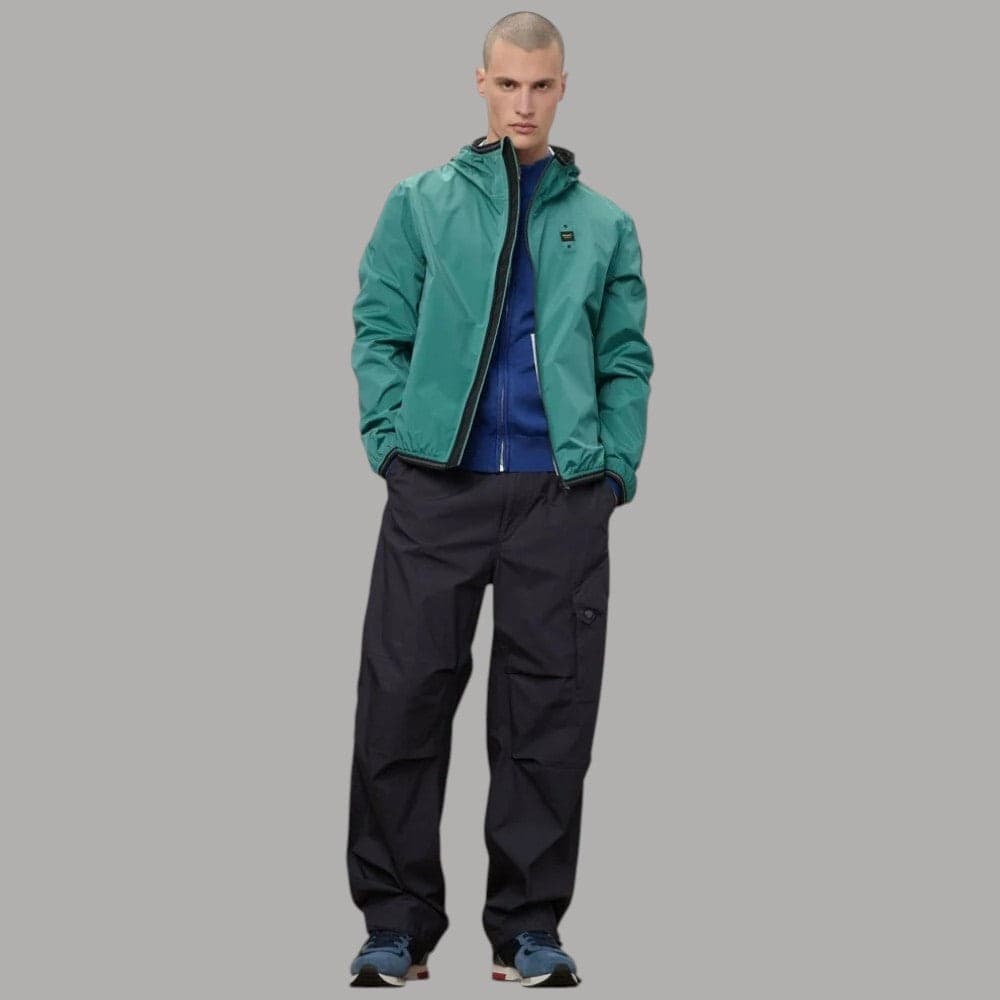 Blauer Giacca Vento Uomo Farrin: Nylon, Zip Spalmata, Regula Fit - 2