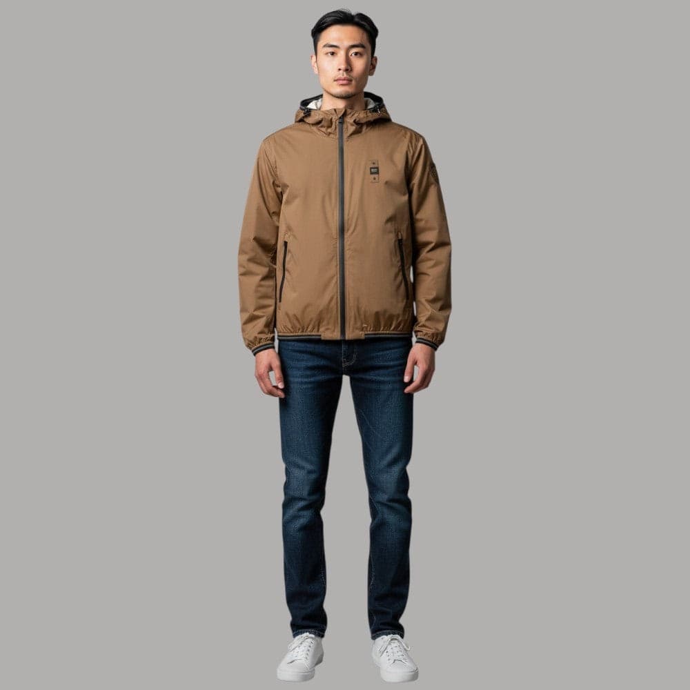Blauer Giacca Vento Uomo Farrin: Nylon, Zip Spalmata, Regula Fit - 7