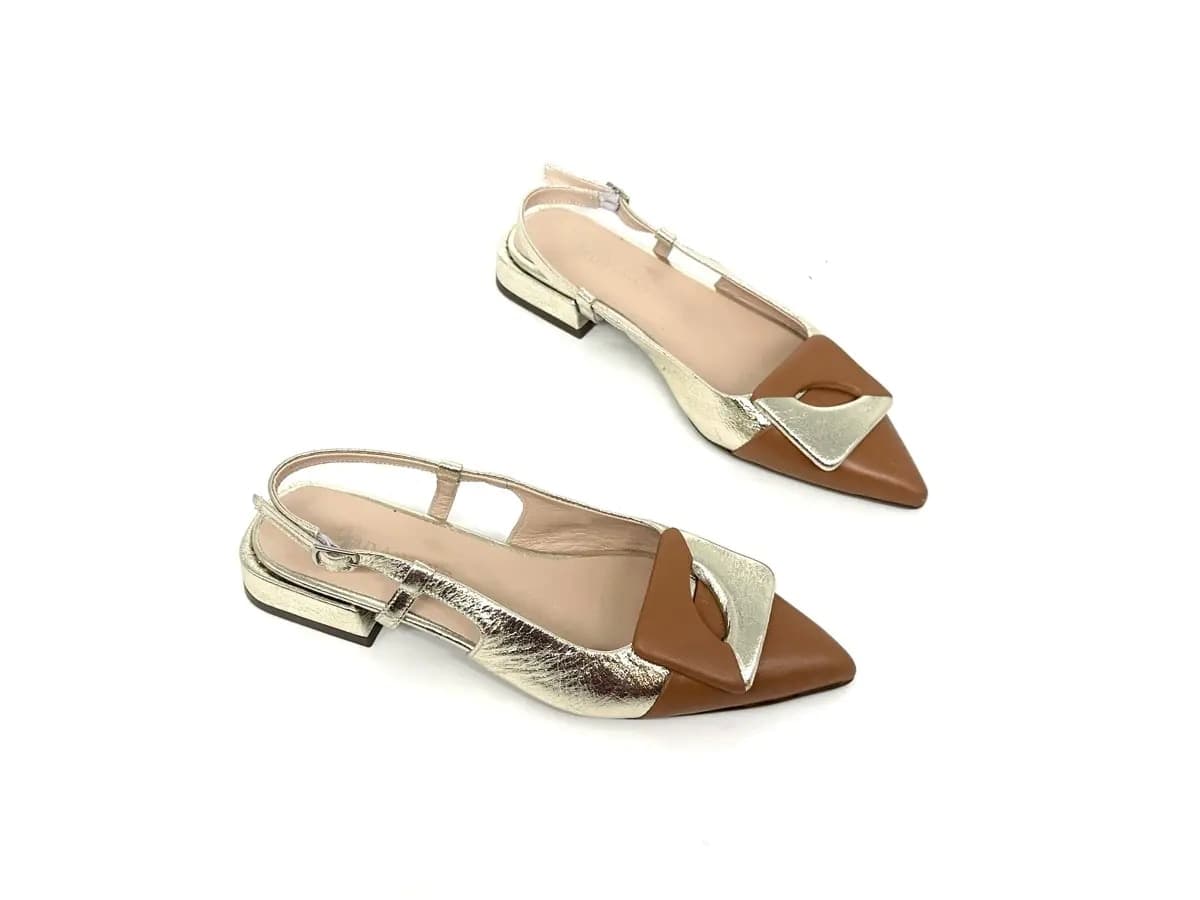 Chanel donna Daphne in pelle cuoio e platino con punta affusolata - 3