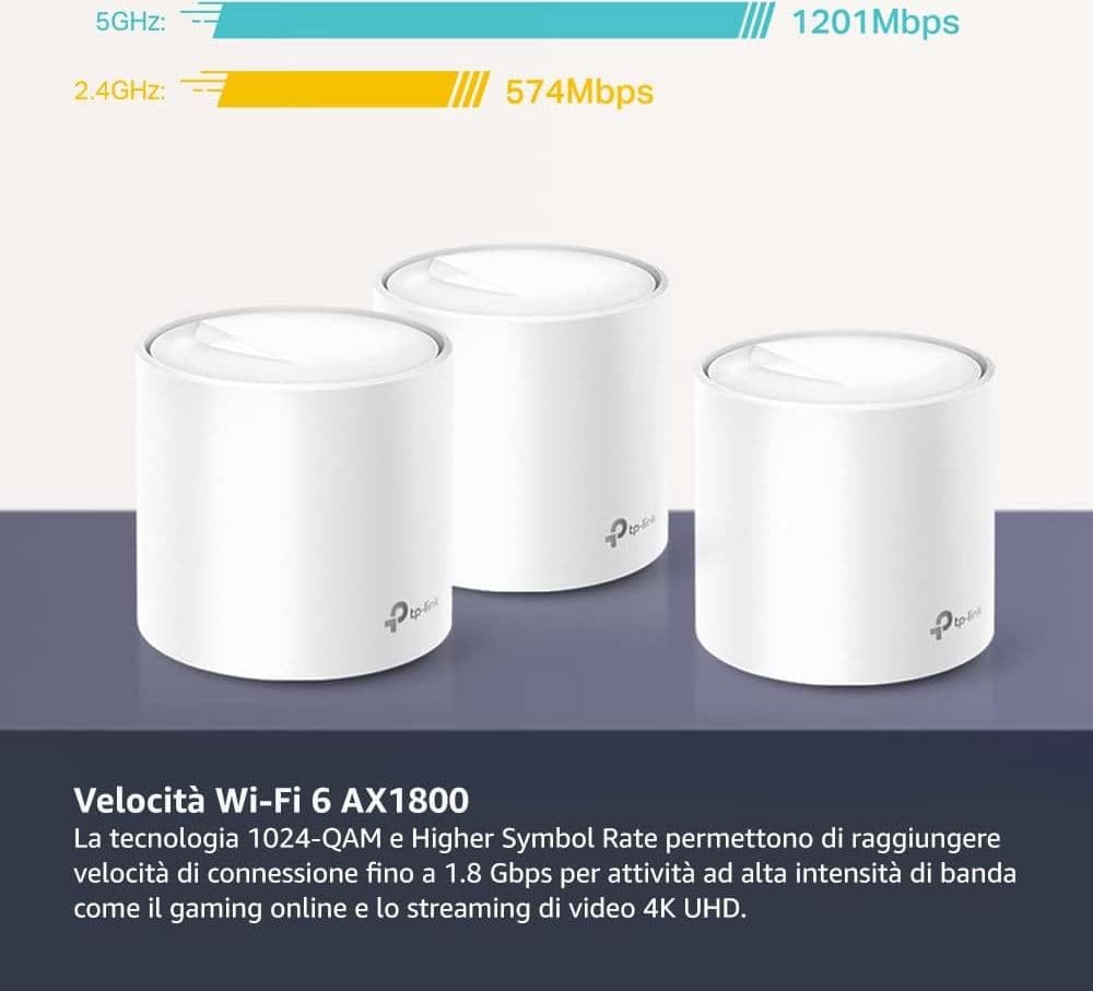 TP-Link Deco X20 AX1800 Amplificatore Di Segnale Wi-Fi 6 Mesh Dual Band - 3 Pezzi - 4