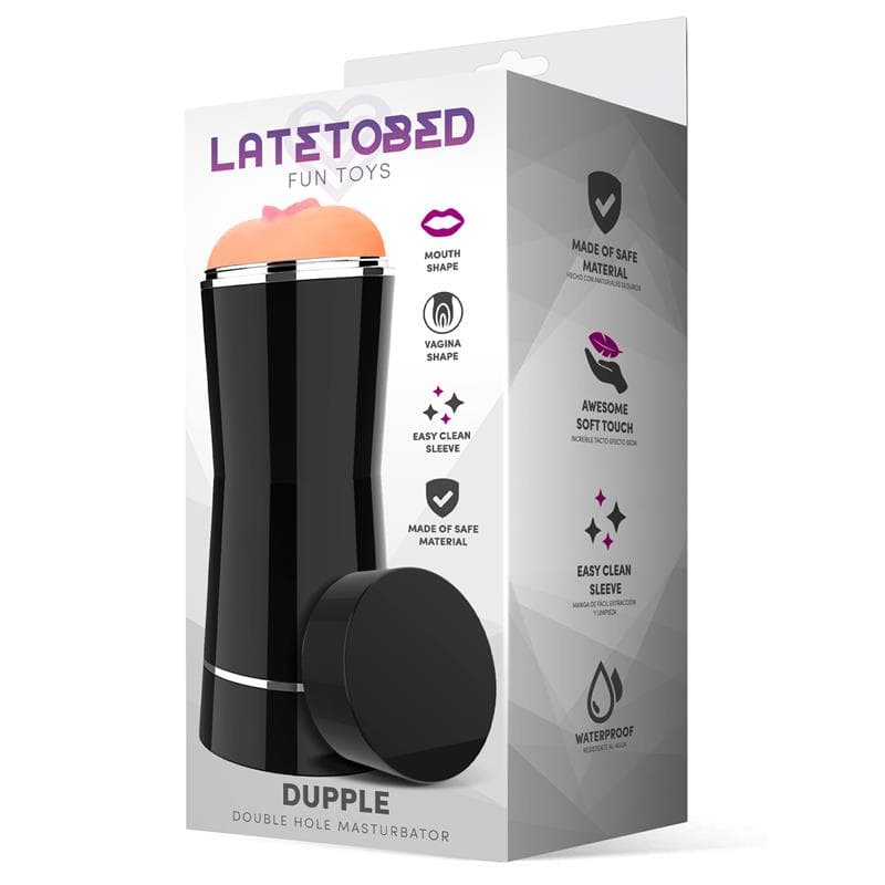 LateToBed Dupple Masturbatore Uomo TPE Doppio Ingresso Bocca Vagina 20 cm - 2
