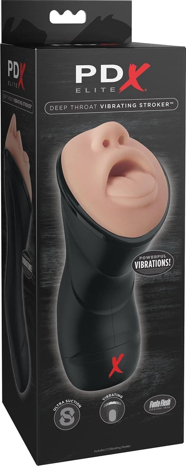 Pipedream PDX Elite Deep Throat Masturbatore Uomo Vibrante Fanta Flesh 24 cm - 5