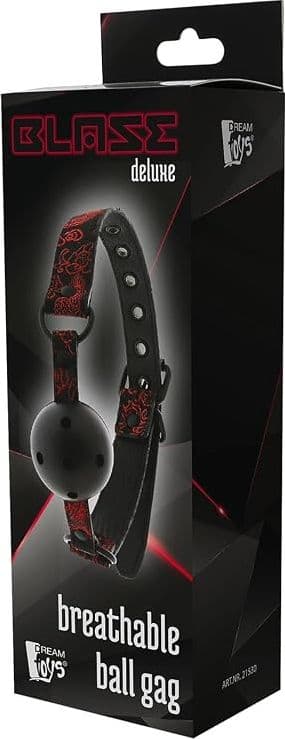 Dream Toys Blaze Deluxe Ball Gag Traspirante Regolabile Nero Rosso BDSM lusso - 2