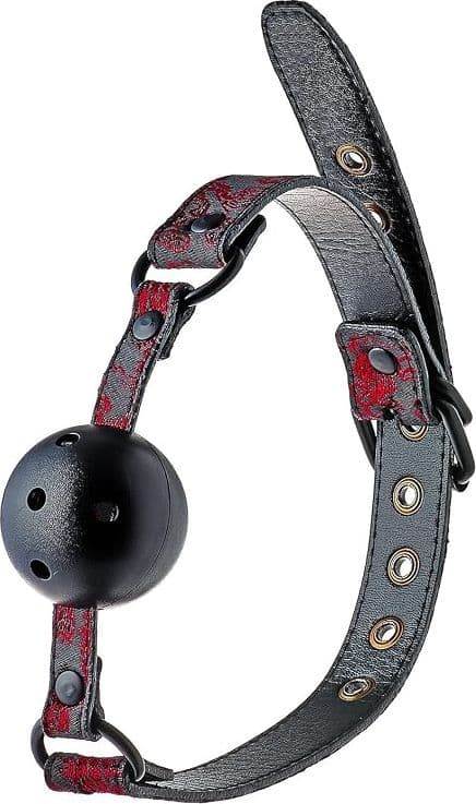 Dream Toys Blaze Deluxe Ball Gag Traspirante Regolabile Nero Rosso BDSM lusso - 5