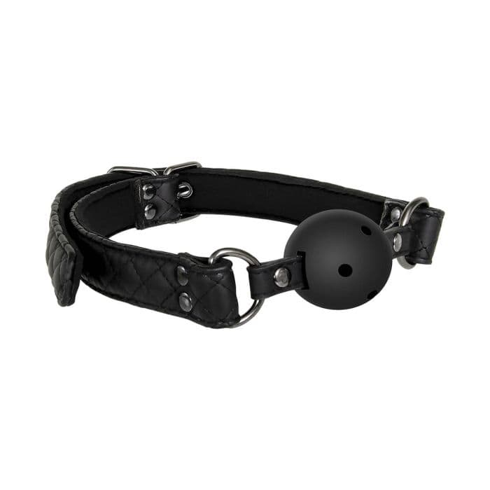 Dream Toys Blaze Luxury Ball Gag Traspirante Regolabile Nero BDSM 4,7 cm - 2