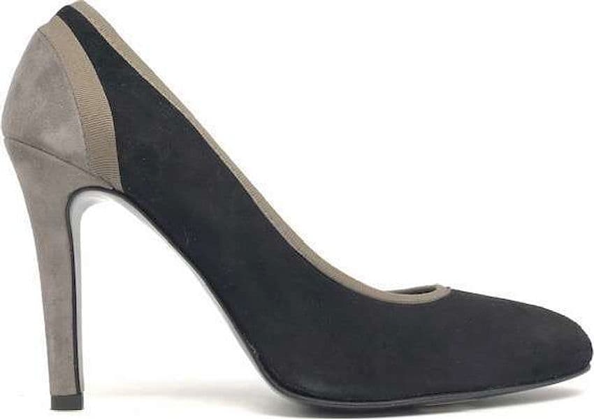 Décolleté donna scamosciate nere con profili grigi tacco 9 cm - 3