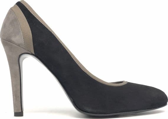 Décolleté donna scamosciate nere con profili grigi tacco 9 cm - 3