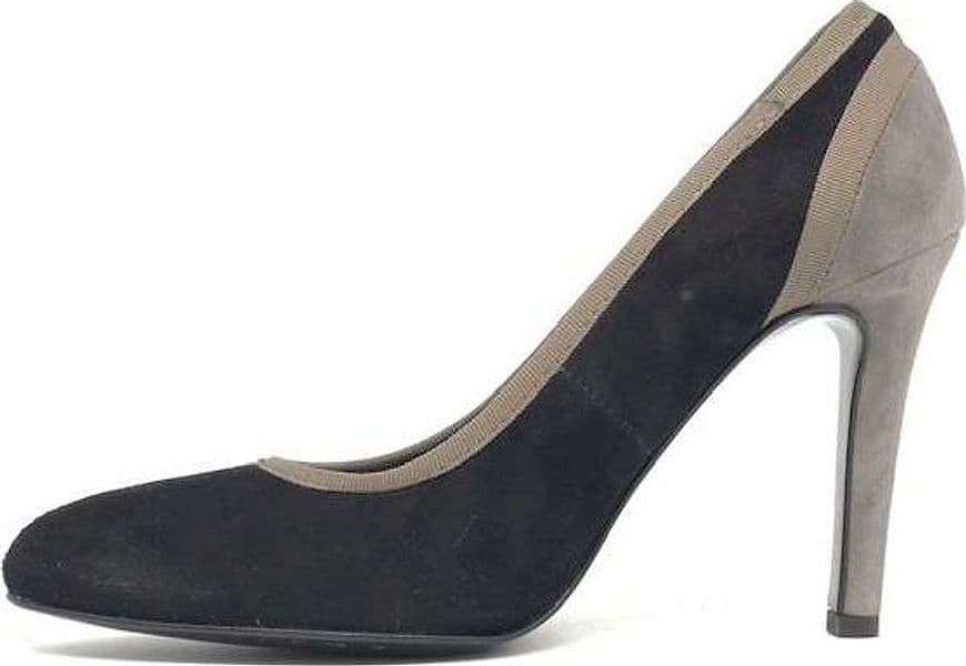 Décolleté donna scamosciate nere con profili grigi tacco 9 cm - 4