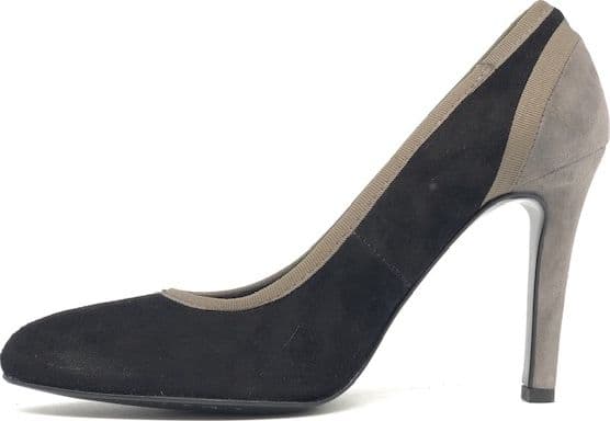 Décolleté donna scamosciate nere con profili grigi tacco 9 cm - 4