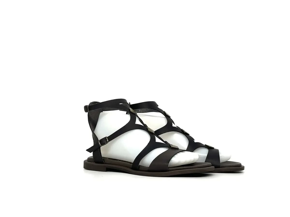 Laura Bizzarri sandali donna pelle testa di moro cinturini tacco basso comfort - 8