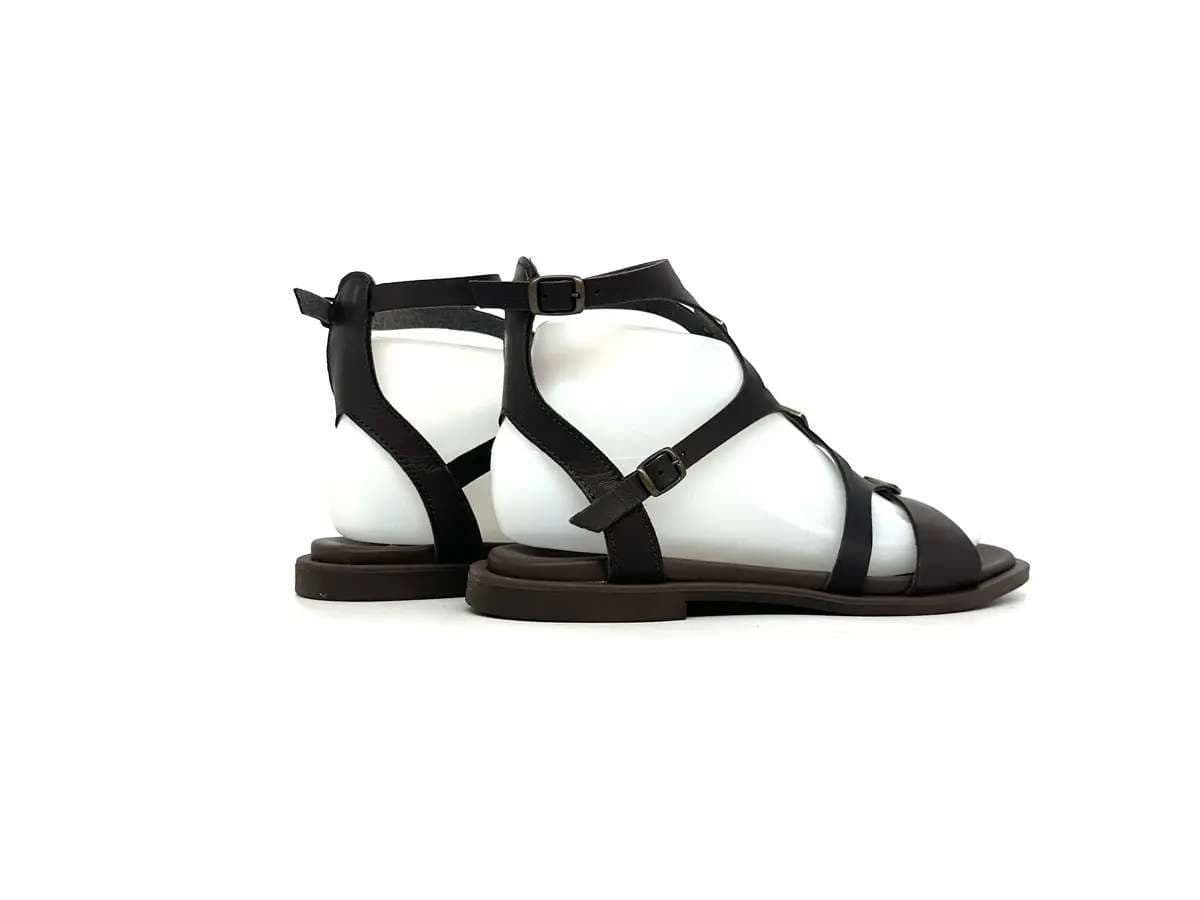 Laura Bizzarri sandali donna pelle testa di moro cinturini tacco basso comfort - 2