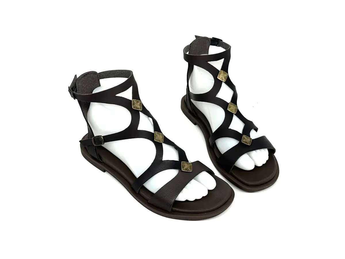 Laura Bizzarri sandali donna pelle testa di moro cinturini tacco basso comfort - 3
