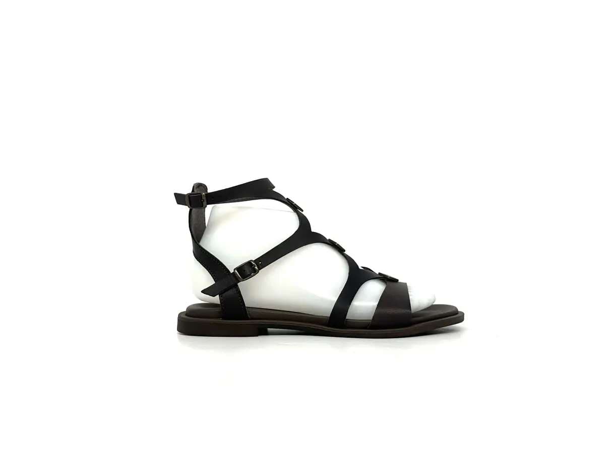 Laura Bizzarri sandali donna pelle testa di moro cinturini tacco basso comfort - 5
