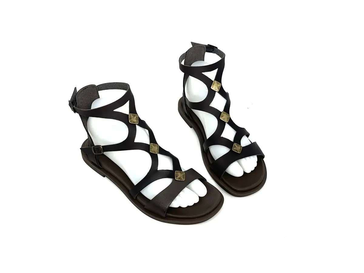 Laura Bizzarri sandali donna pelle testa di moro cinturini tacco basso comfort - 6