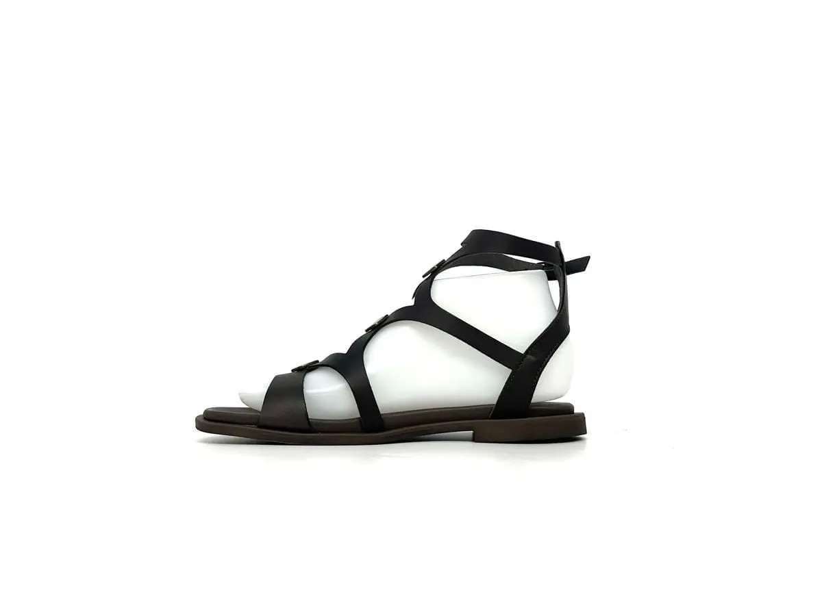 Laura Bizzarri sandali donna pelle testa di moro cinturini tacco basso comfort - 7