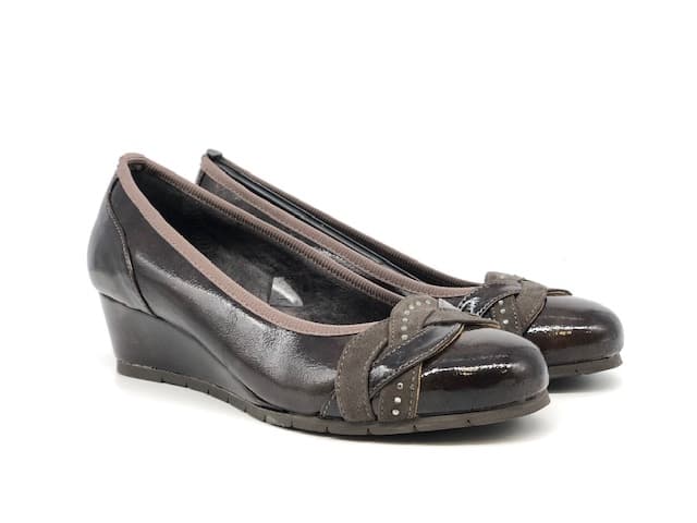FIORELLA DORO Décolleté zeppa ecopelle naplack taupe - 7