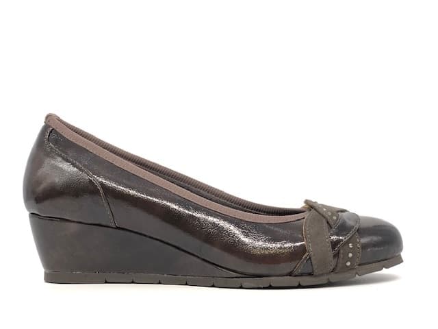 FIORELLA DORO Décolleté zeppa ecopelle naplack taupe - 4