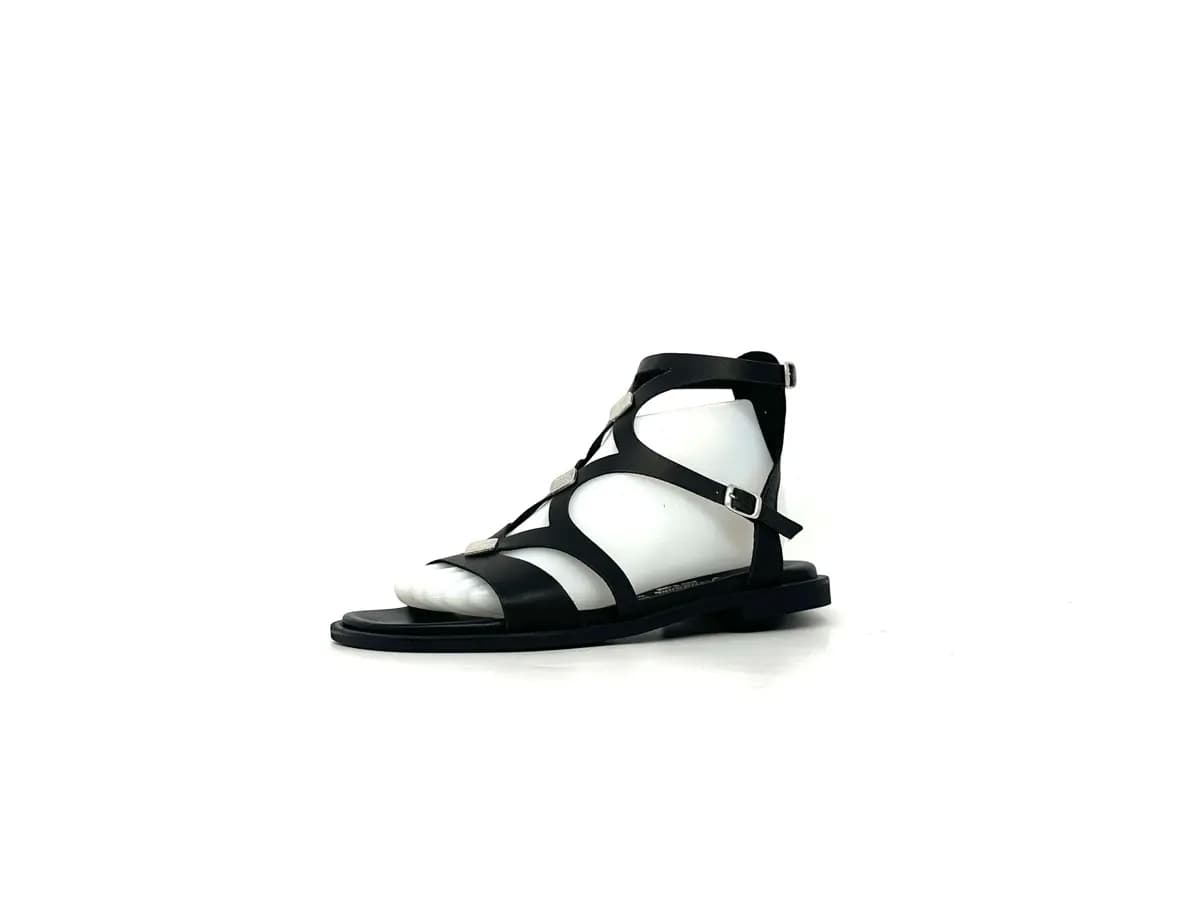 Laura Bizzarri sandali donna pelle nera cinturini tacco basso comfort - 8