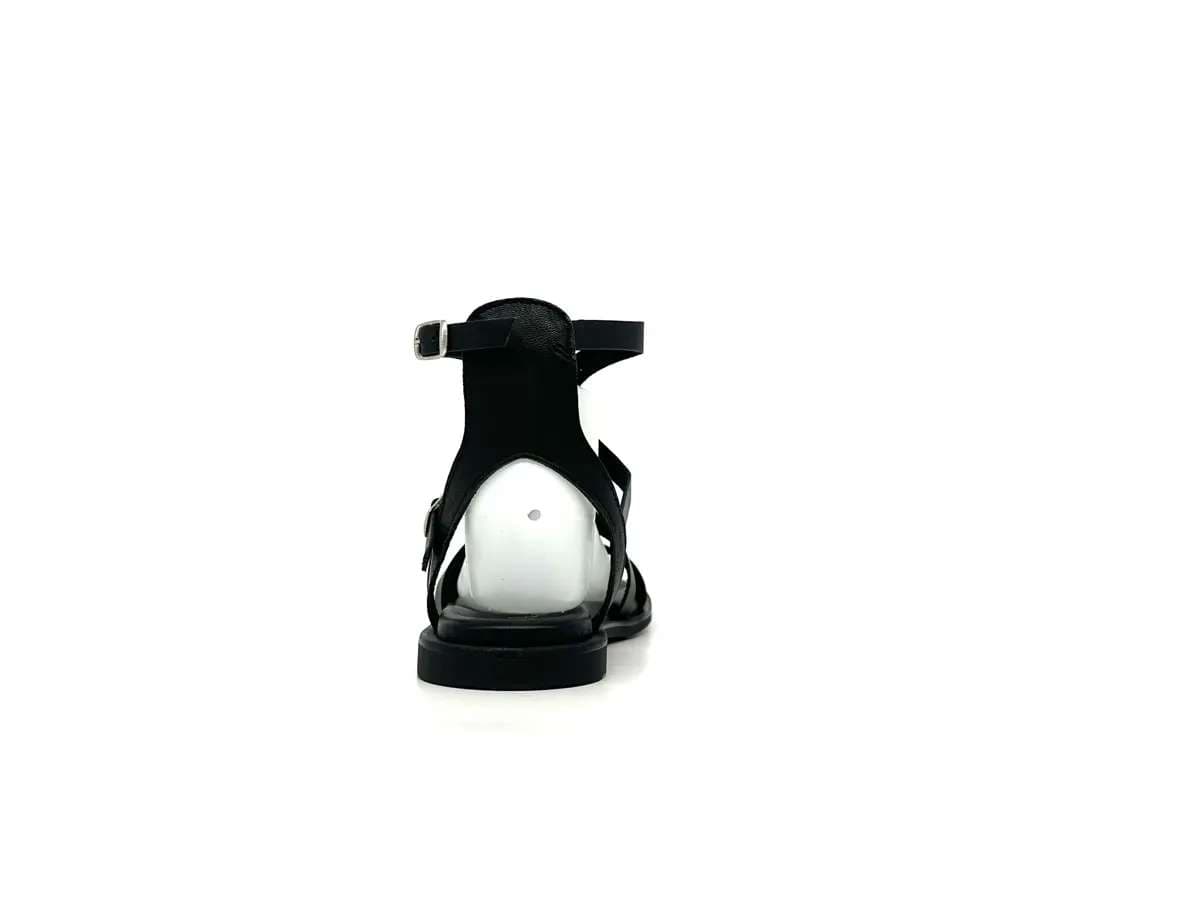 Laura Bizzarri sandali donna pelle nera cinturini tacco basso comfort - 3