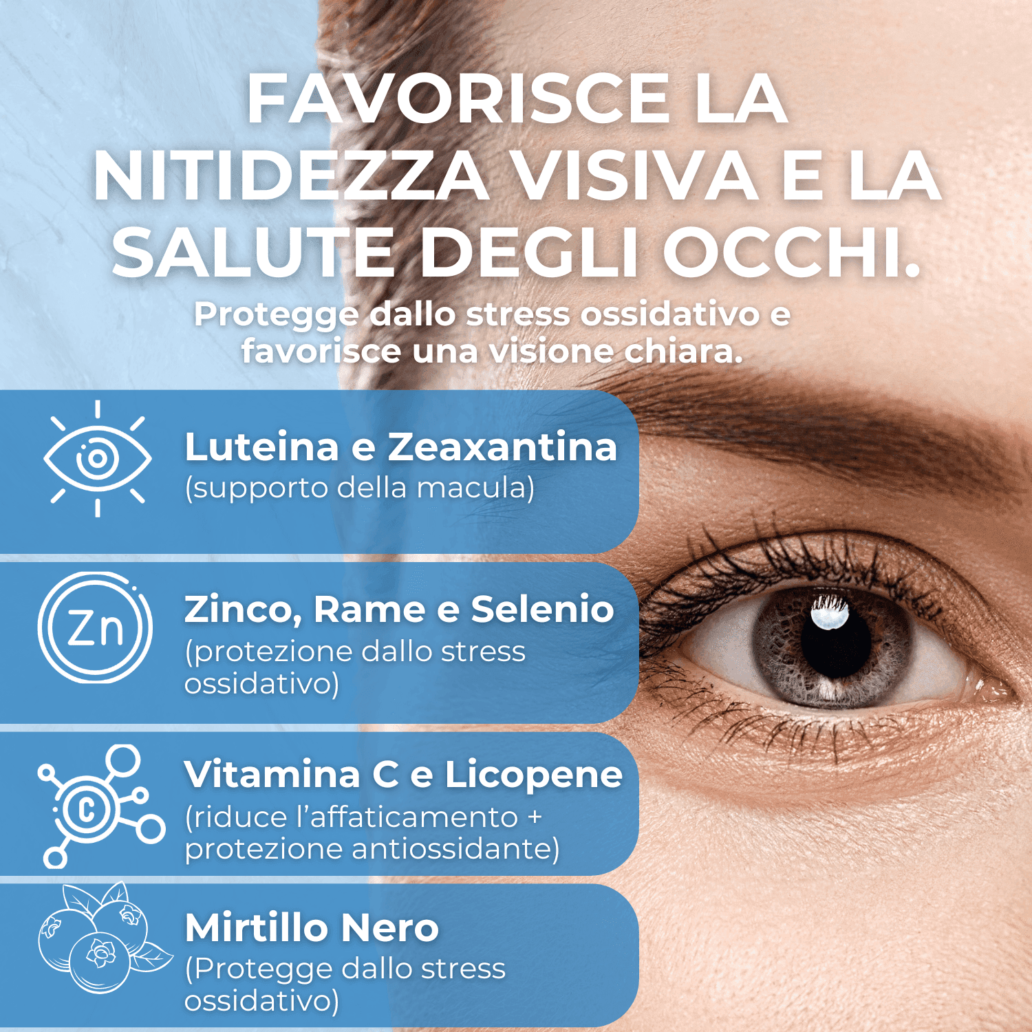 Integratore per la Vista con Luteina, Zinco e Vitamina C – Licopene da Pomodoro Camone e Mirtillo Nero – 60 Compresse - 2