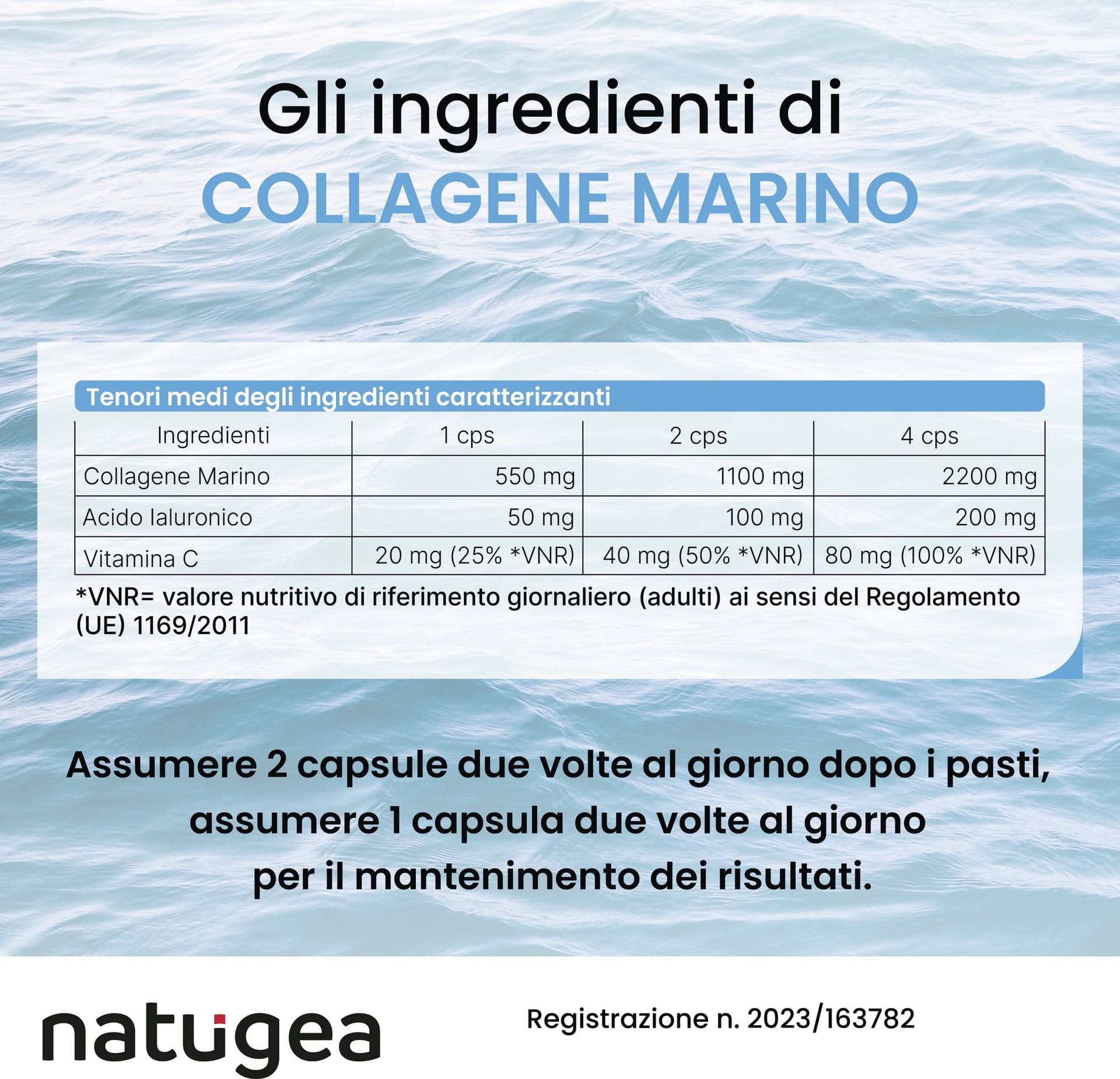 Collagene marino idrolizzato per pelle e articolazioni 2200mg – Peptan® Tipo 1 con Acido Ialuronico e Vitamina C - 6