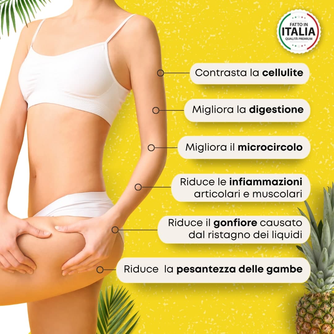 Bromelina 5000 GDU/g da Ananas – Drenaggio Liquidi, Microcircolazione e Cellulite – 120 Compresse Vegane - 4