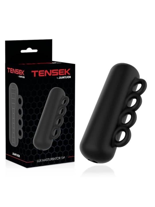 Masturbatore uomo Tensek 5 Manuale Nero in TPE con Impugnatura per presa forte - 7