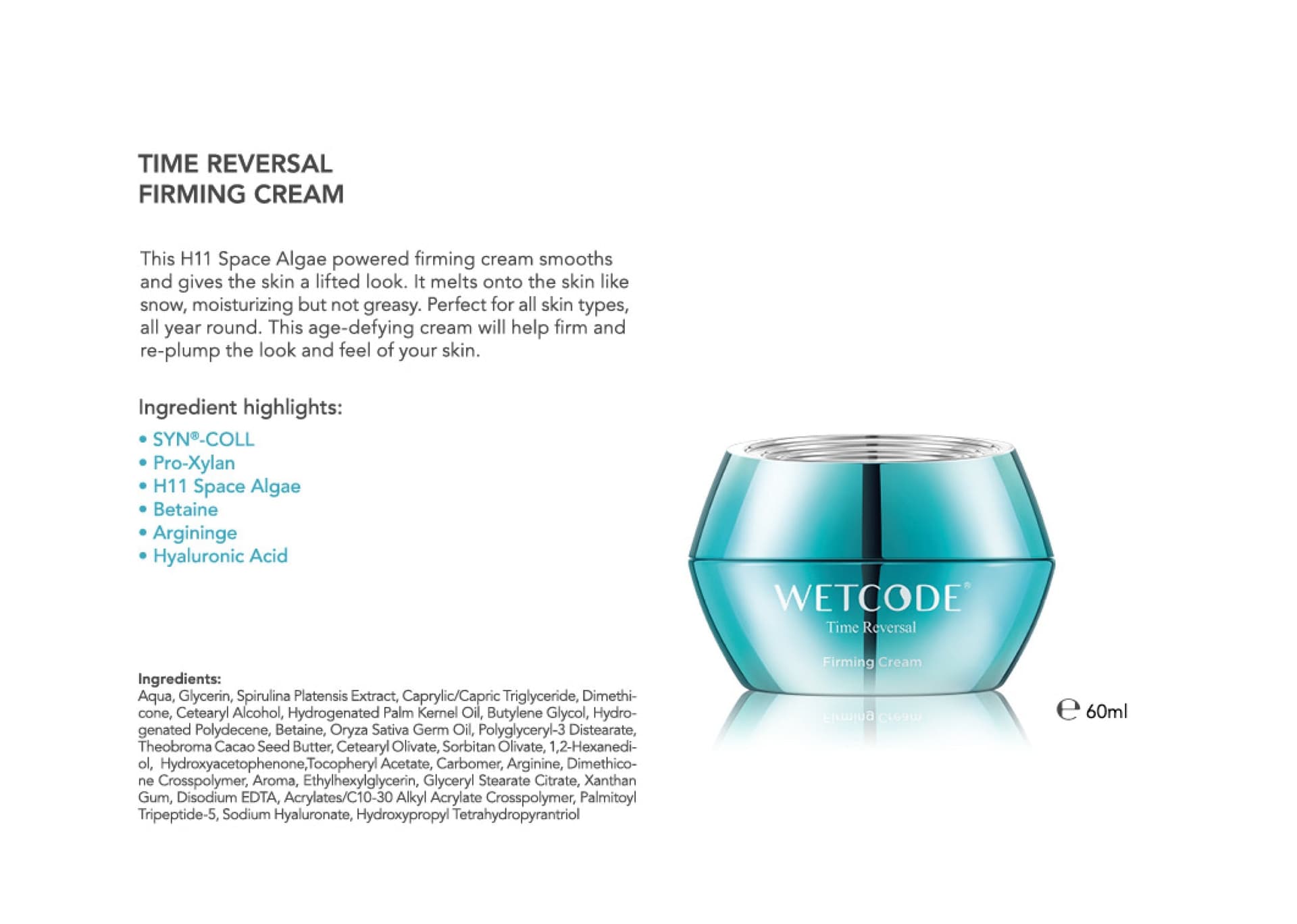 WETCODE -  Time Reversal Firming Cream 60ml - 3
