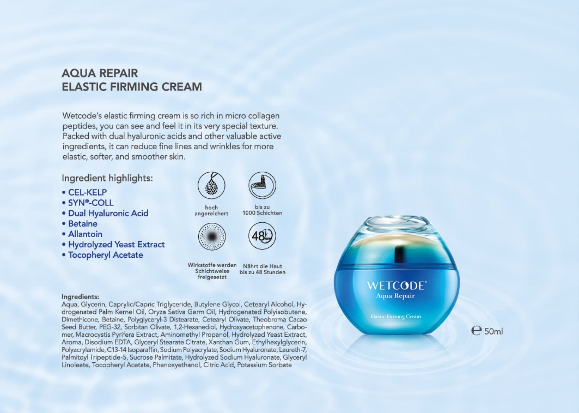 WETCODE - Aqua Repair Elastic Firming Cream 50ml - 3