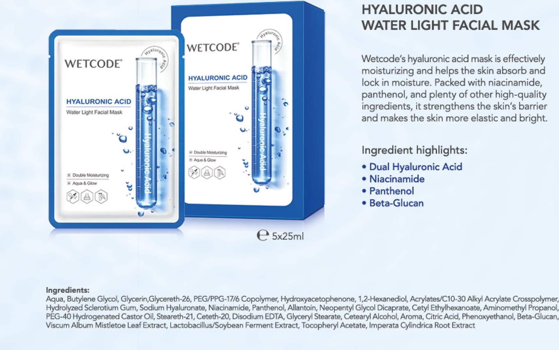 WETCODE - Hyaluronic Acid Facial Mask *5pz - 4