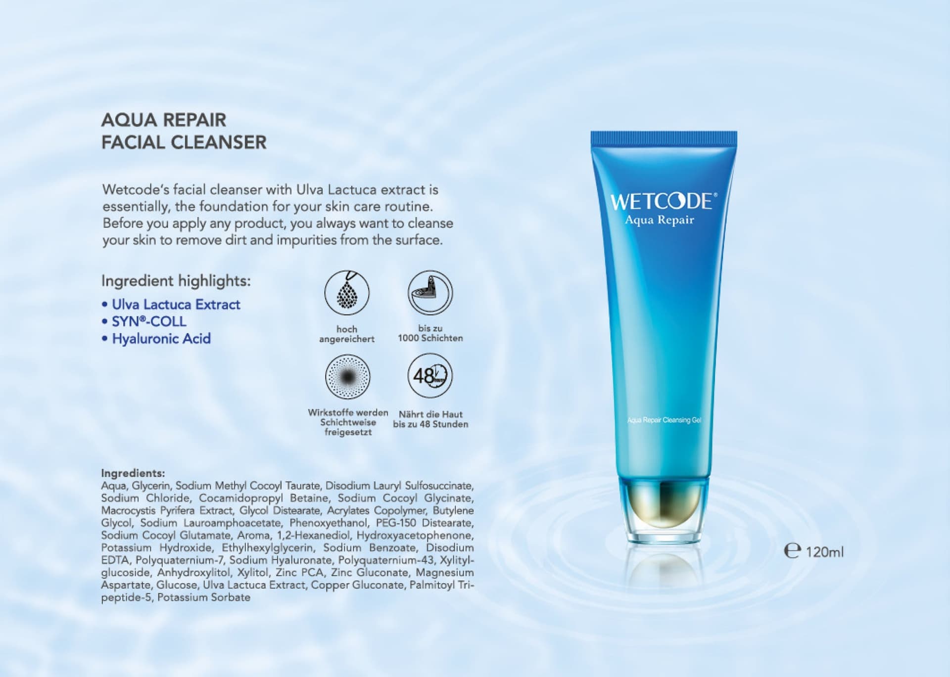 WETCODE - Aqua Repair Facial Cleanser 125ml - 3