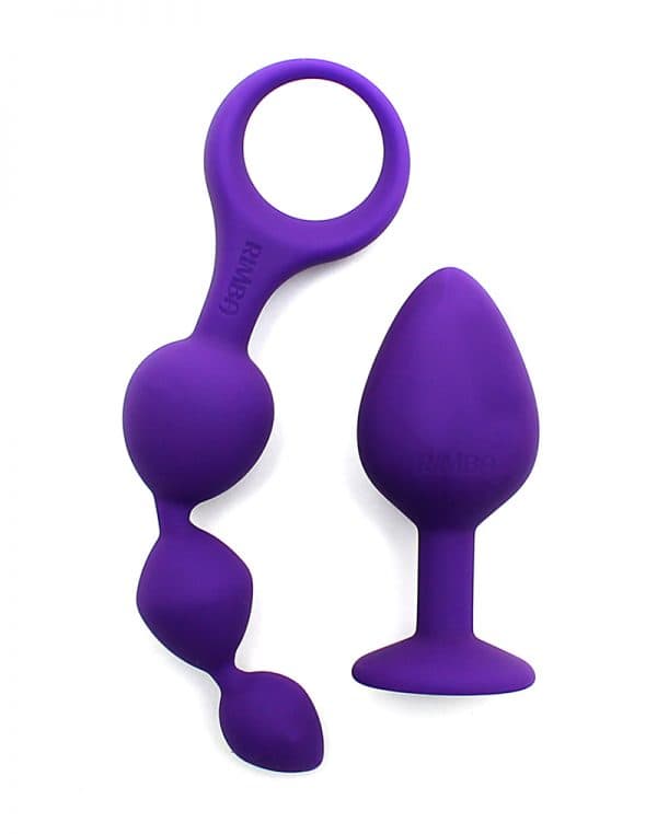Barcelona Set plug anale con diamante e sonda con perle progressive viola morbido - 3