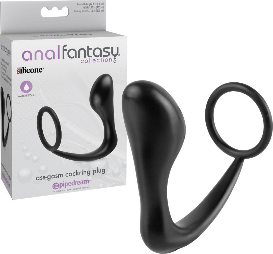 Anello per il pene con plug anale stimolatore prostatico Pipedream silicone nero - 7