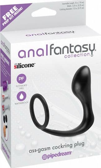 Anello per il pene con plug anale stimolatore prostatico Pipedream silicone nero - 3