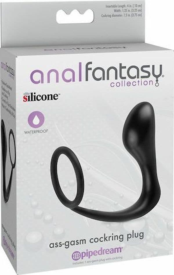 Anello per il pene con plug anale stimolatore prostatico Pipedream silicone nero - 5