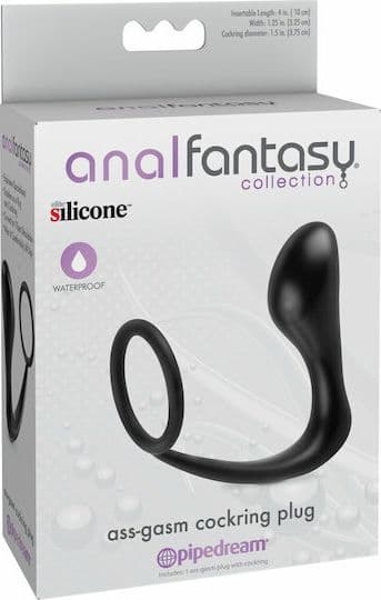 Anello per il pene con plug anale stimolatore prostatico Pipedream silicone nero - 5