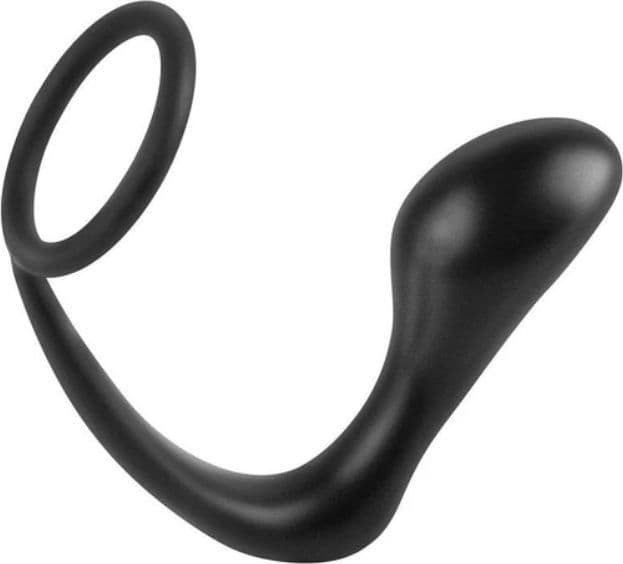 Anello per il pene con plug anale stimolatore prostatico Pipedream silicone nero - 6