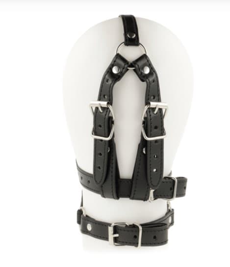 Bavaglio nero con gag Ohmama! regolabile pelle PU bondage per faccia e bocca - 4