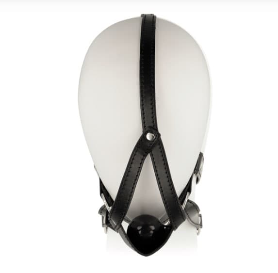 Bavaglio nero con gag Ohmama! regolabile pelle PU bondage per faccia e bocca - 5