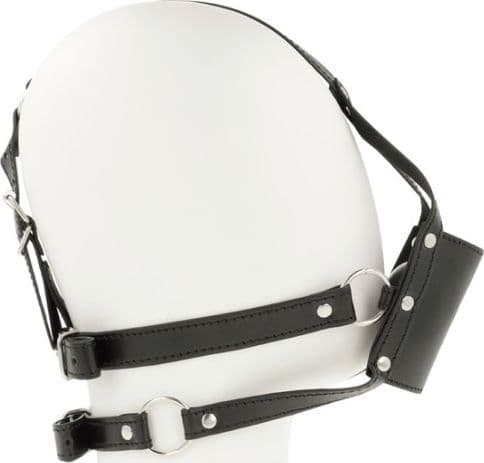 Bavaglio nero con gag Ohmama! regolabile pelle PU bondage per faccia e bocca - 6